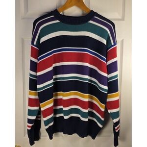 Vtg American Eagle Multicolor Striped CrewNeck Knit‎ Sweater Women's M Pullover